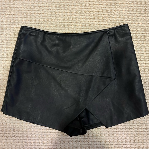 Faux Leather Wrap Skort - Picture 1 of 3
